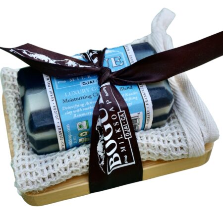 Goat milk soap giftset with cloth and dish