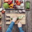 Cooking in a rustic kitchen