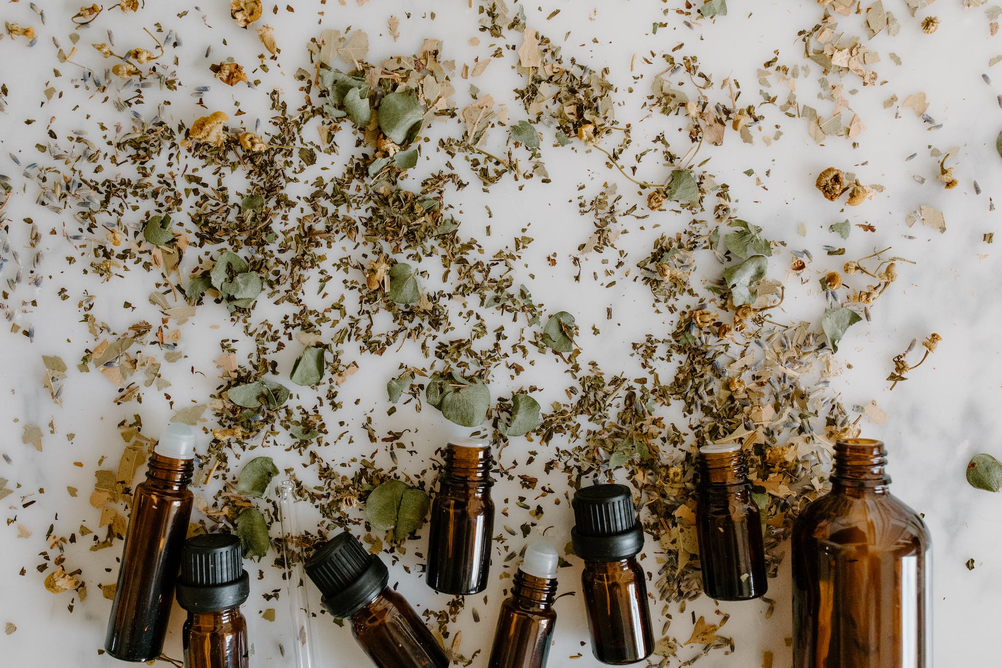 Essential Oil Bottles and Herbal Medicine